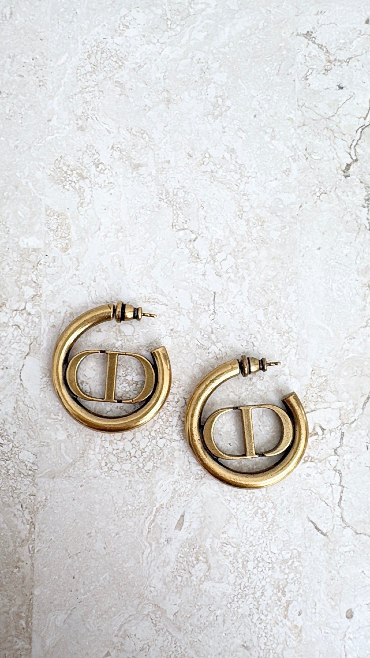 Dior Antique Gold CD Hoops