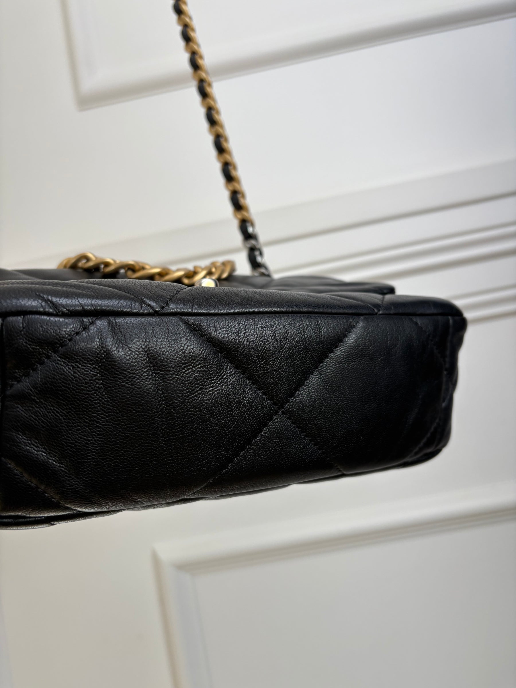 Chanel Black Leather Quilted 19 Bag