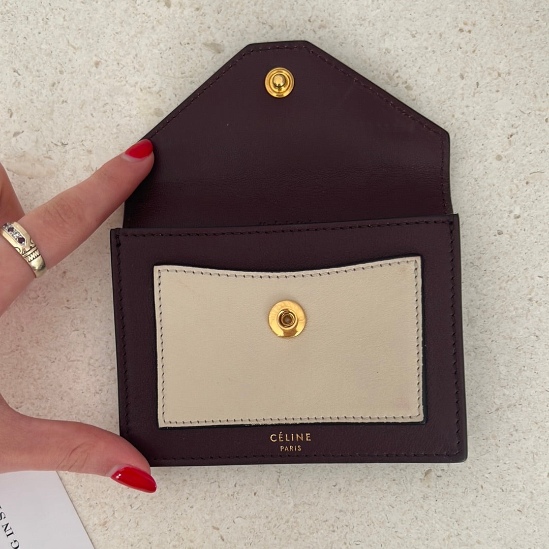 Céline Python Envelope Purse in Maroon and Navy