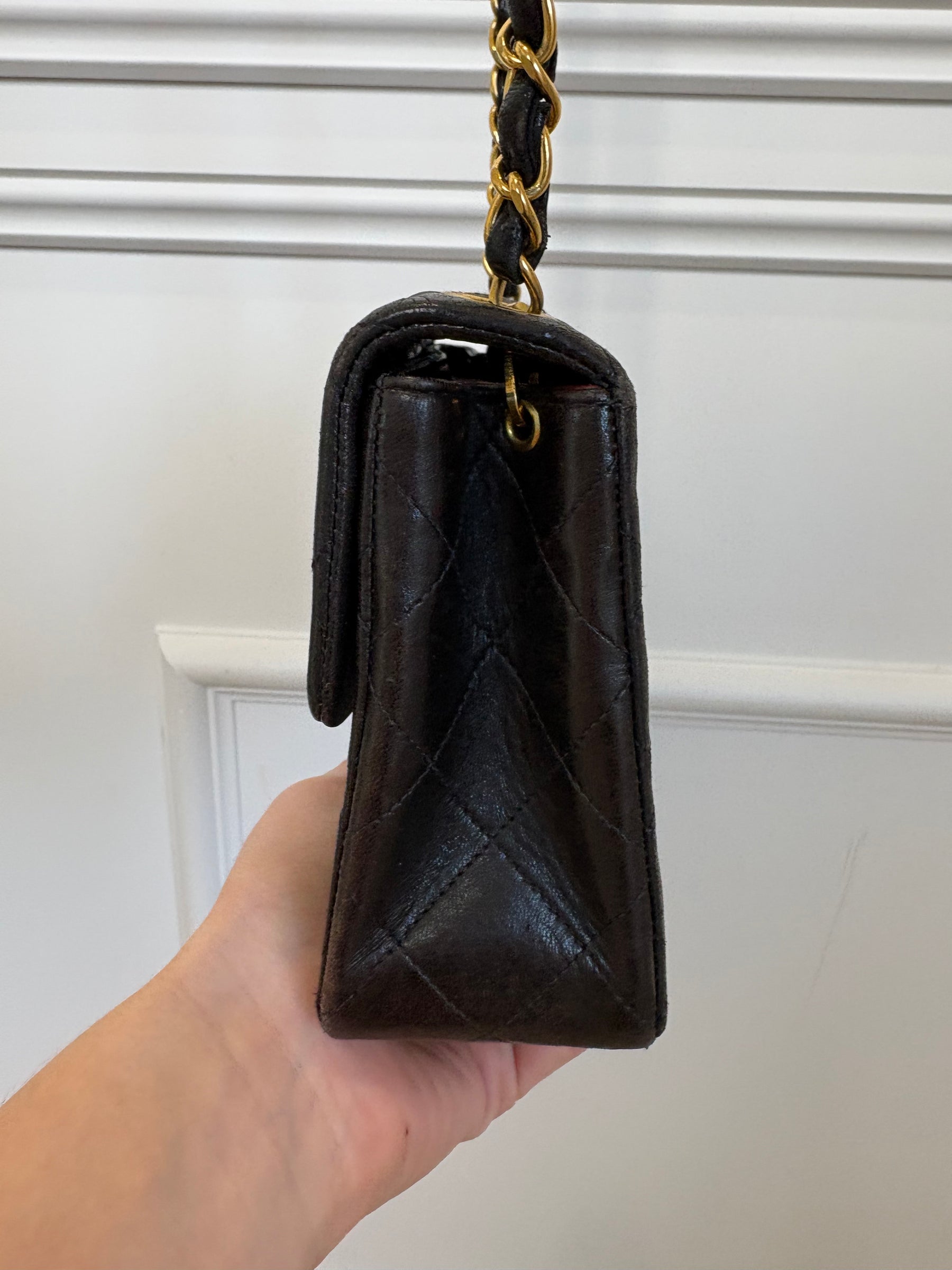 Chanel Vintage Mini Flap Bag Dark Brown Gold HW