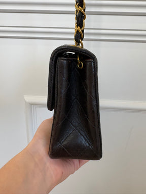 Chanel Vintage Mini Flap Bag Dark Brown Gold HW