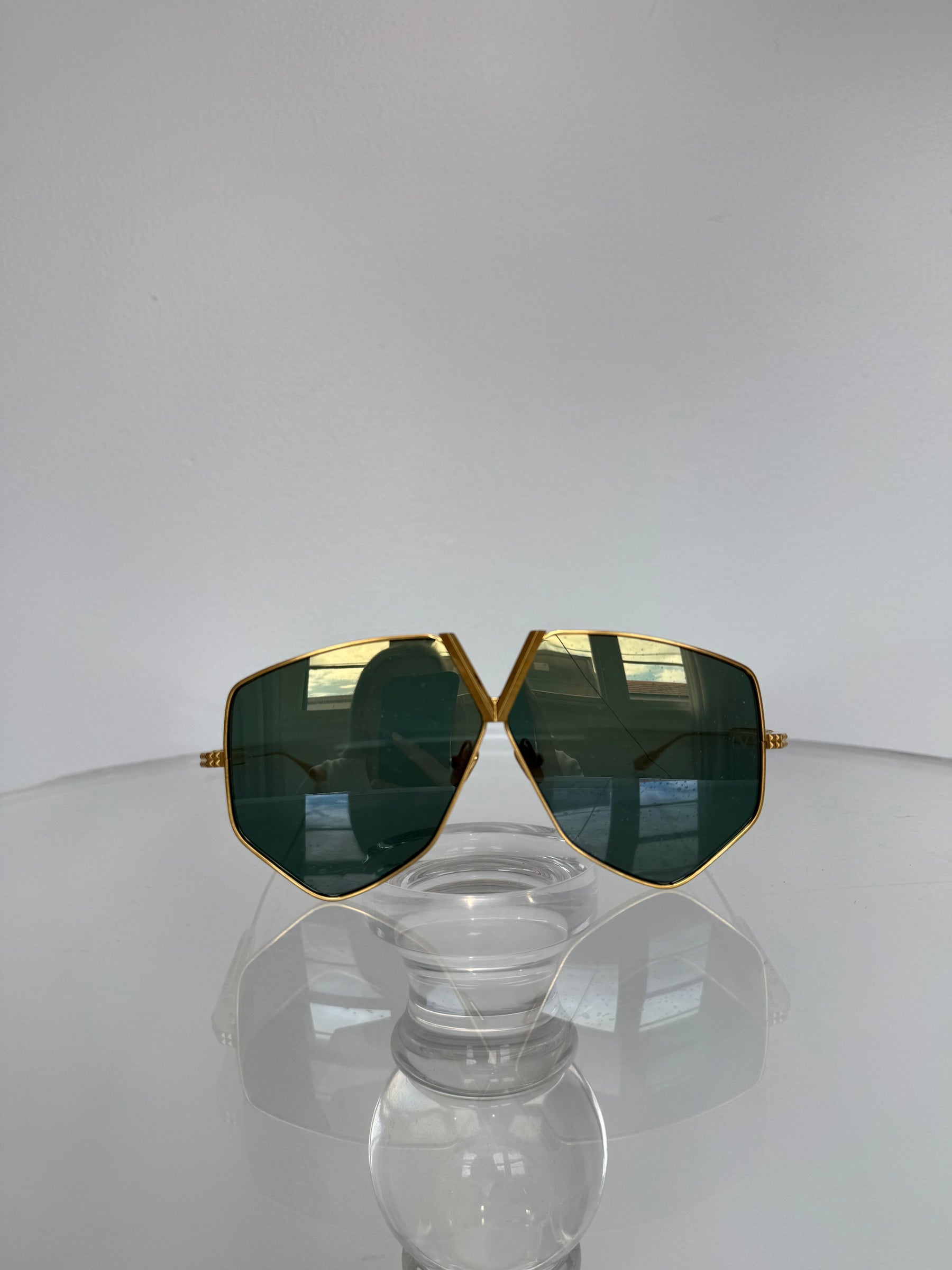 Valentino Gold V Logo Oversized Sunglasses