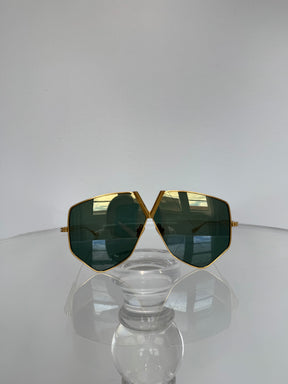 Valentino Gold V Logo Oversized Sunglasses