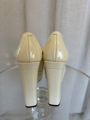 Jimmy Choo White Patent Platform Pumps, 39.5