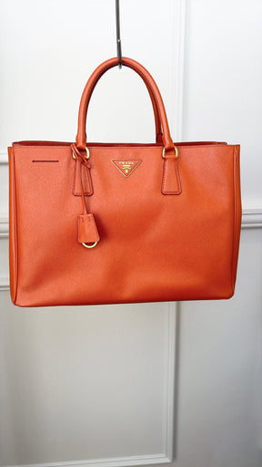 Prada Orange Saffiano Leather Tote
