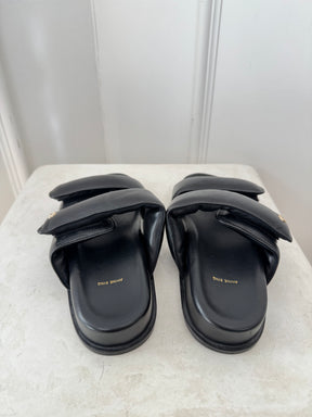 Anine Bing Black Puffy Slides, 39