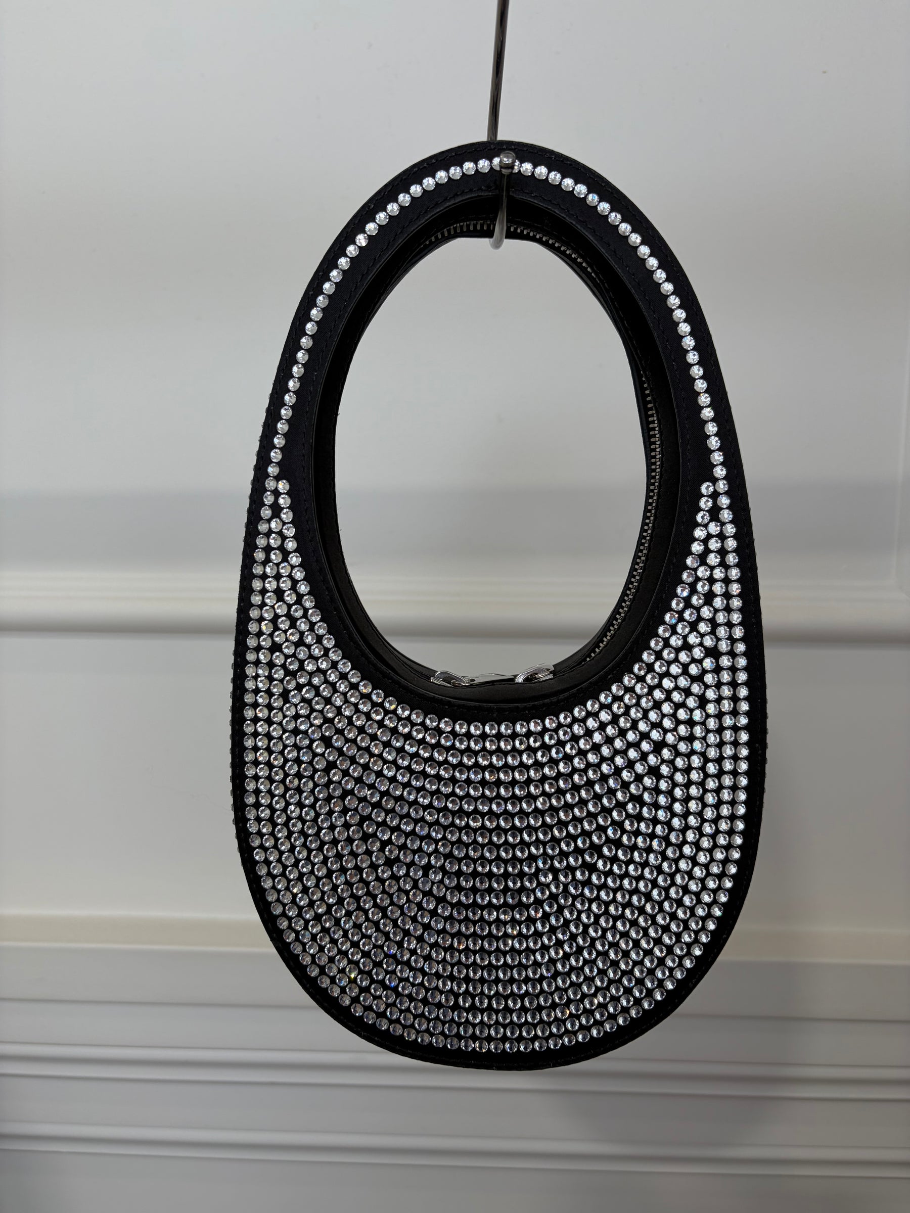 Coperni Black Satin and Crystal Mini Swipe Bag