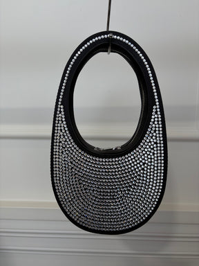 Coperni Black Satin and Crystal Mini Swipe Bag