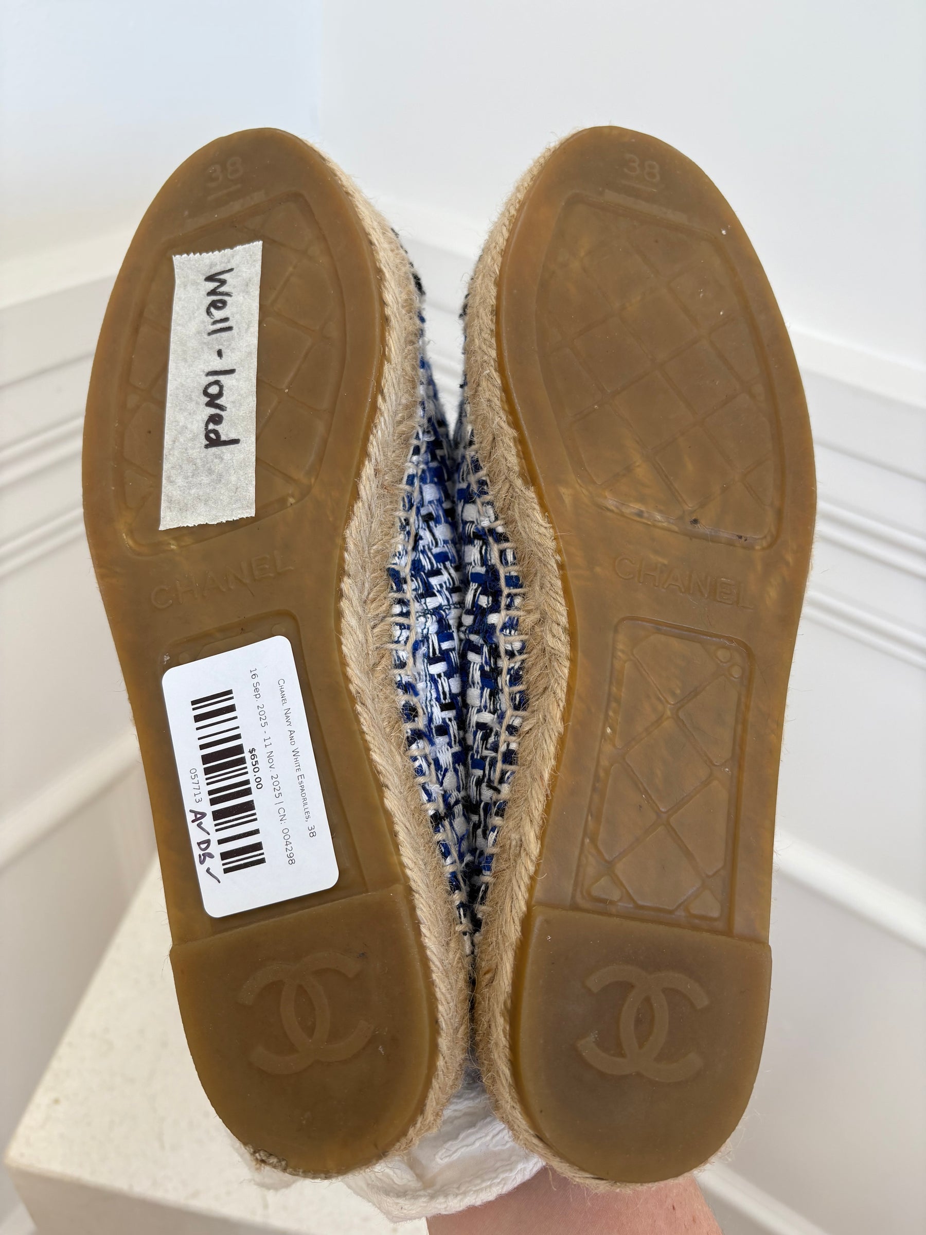 Chanel Navy And White Espadrilles, 38