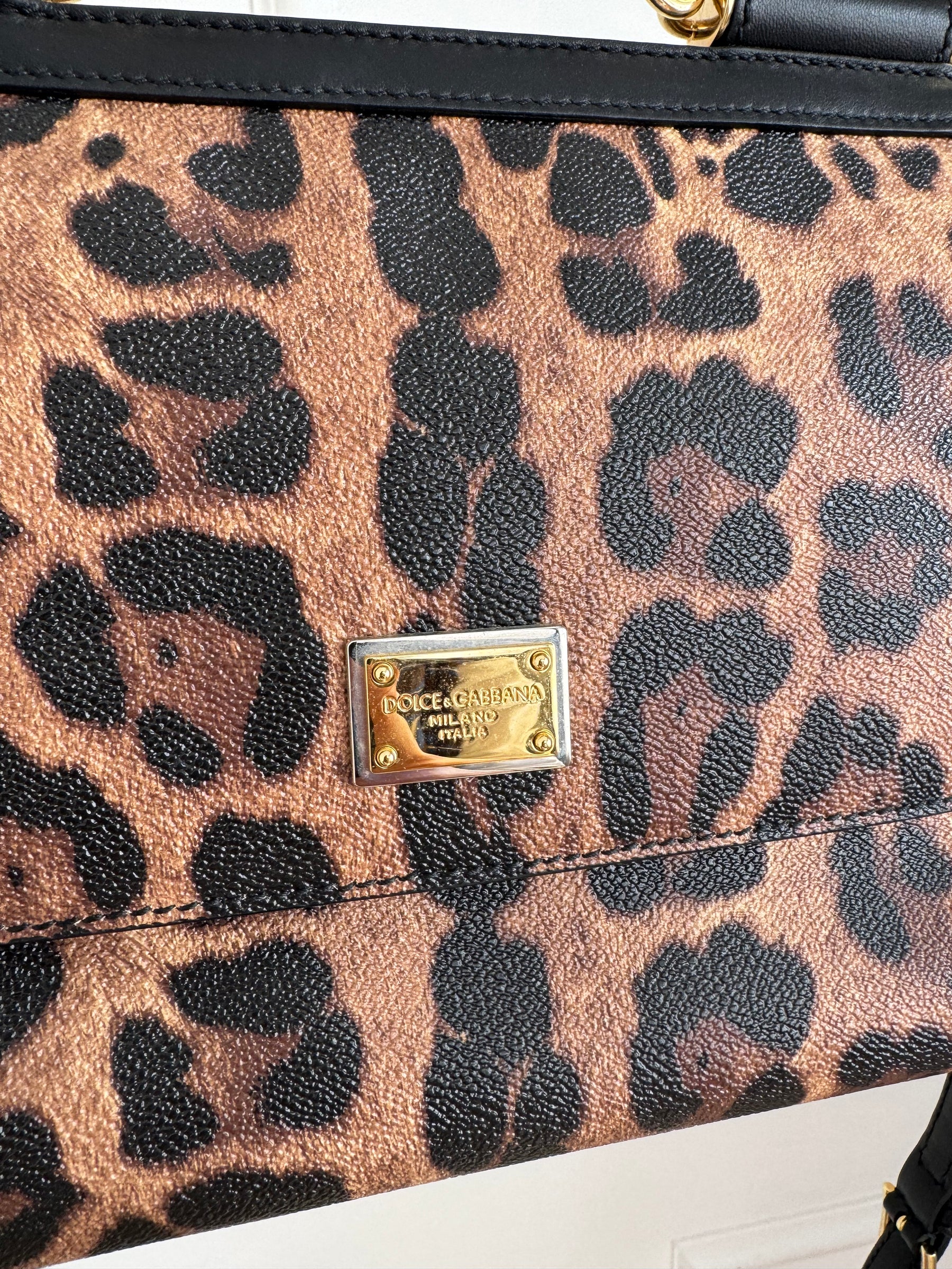 Dolce & Gabbana Leopard Print Coated Sicily Bag