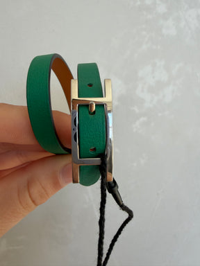 Hermès Behapi Wrap Bracelet Green Silver