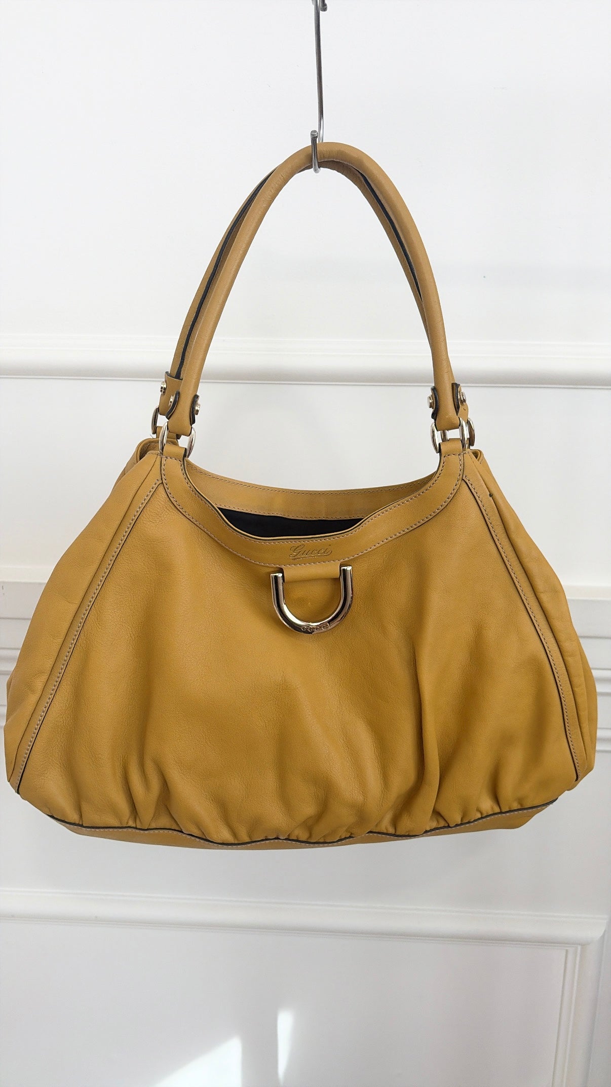 Gucci Mustard Leather Abbey D-Ring Hobo Bag