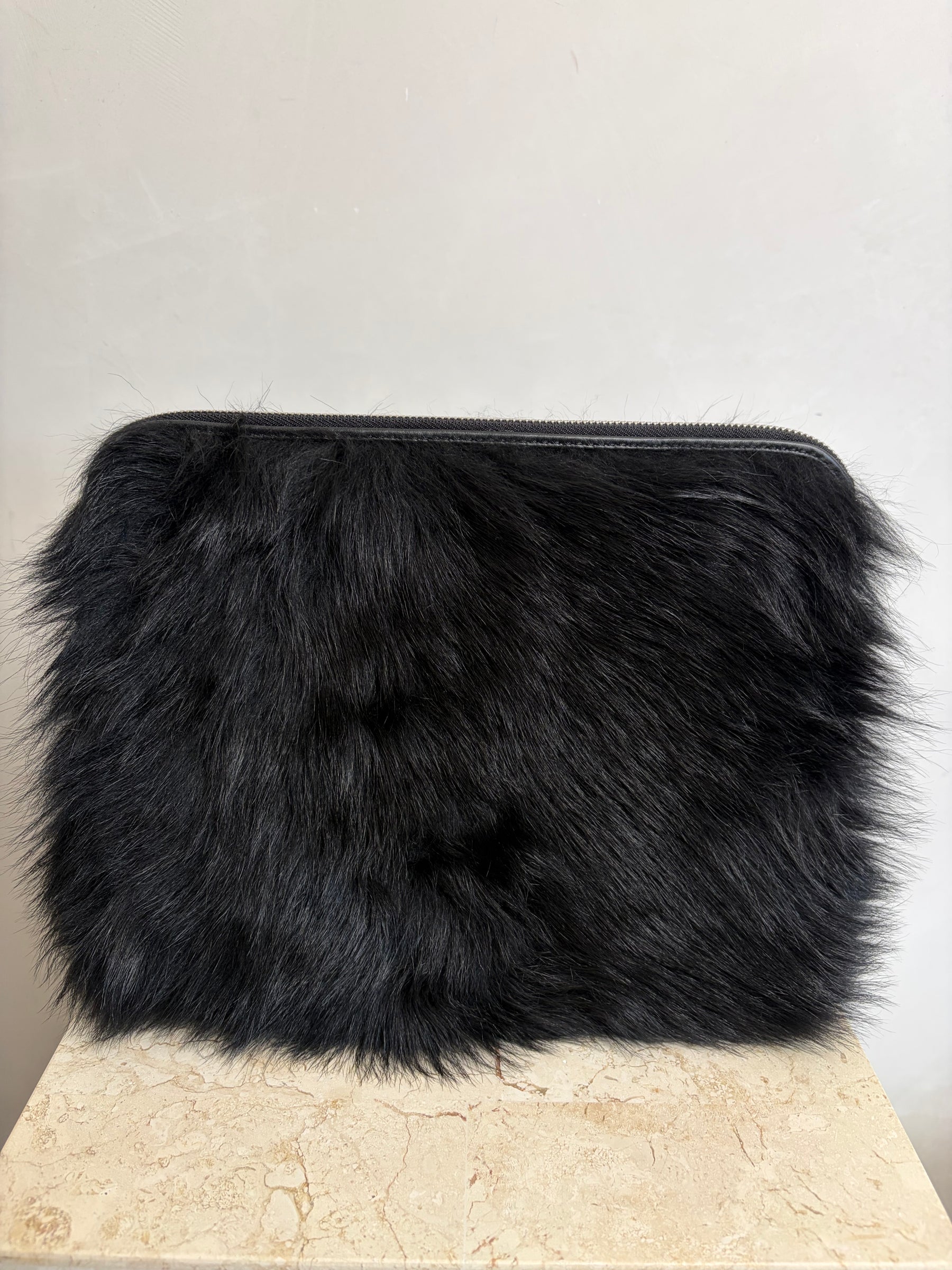 Phillip Lim Black Shearling Fur Zipped Pouch