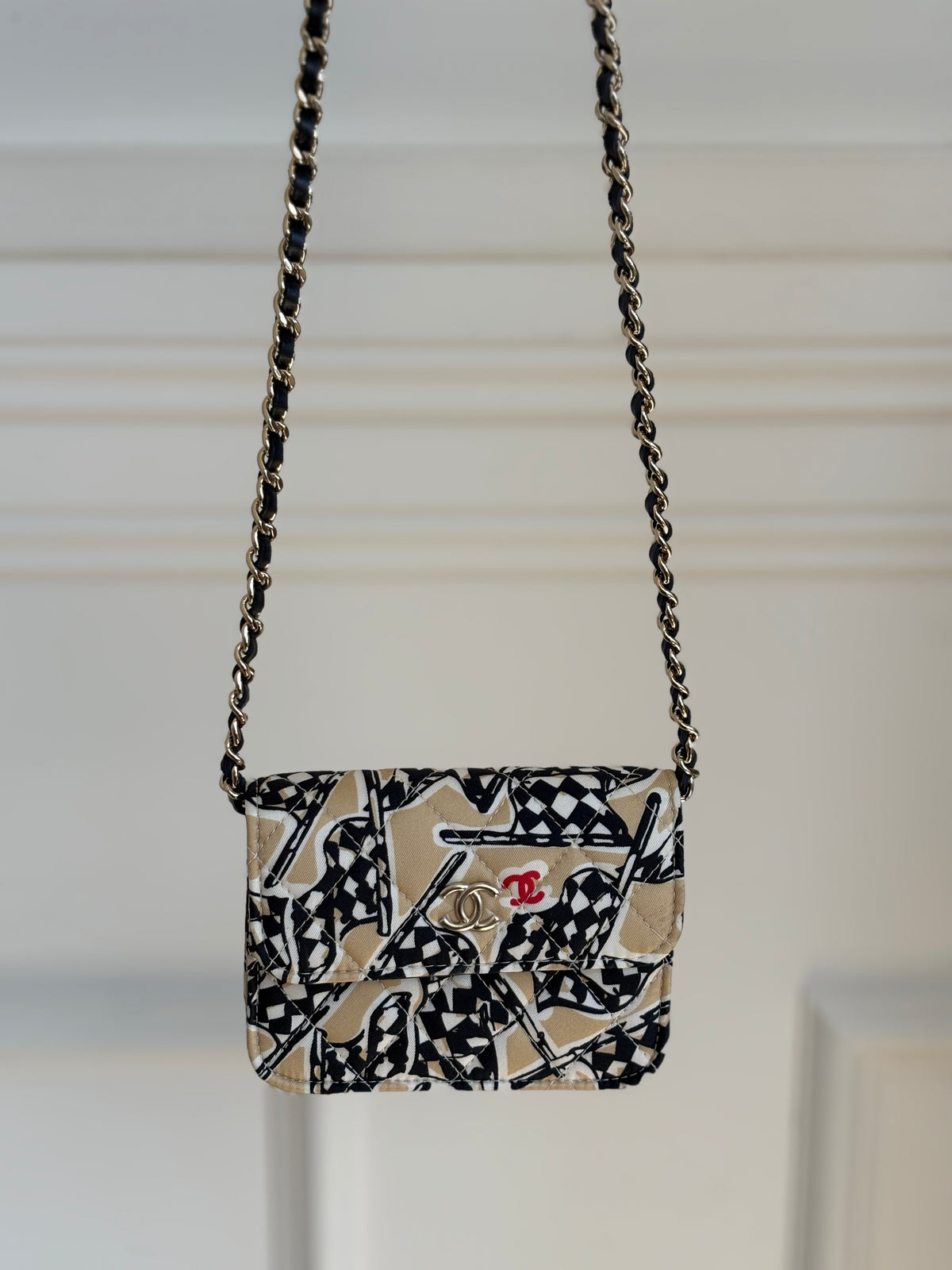 Chanel Black and Beige Flag Print Mini Bag