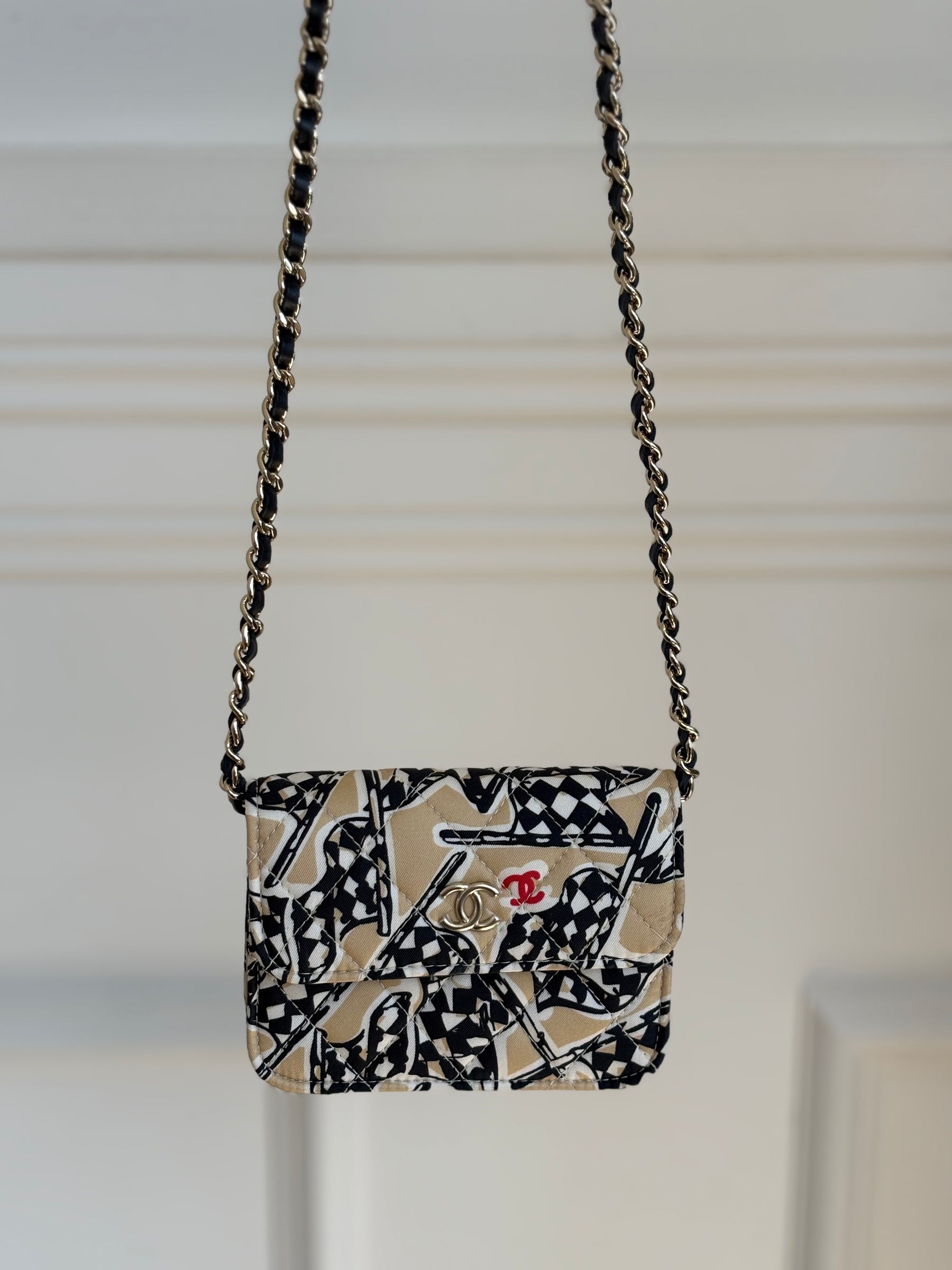 Chanel Black and Beige Flag Print Mini Bag