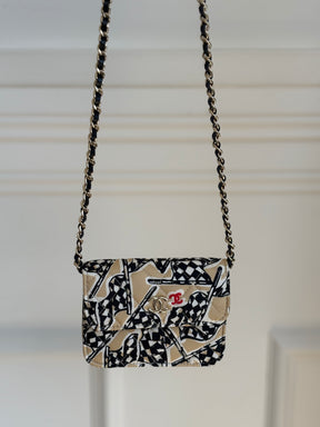 Chanel Black and Beige Flag Print Mini Bag