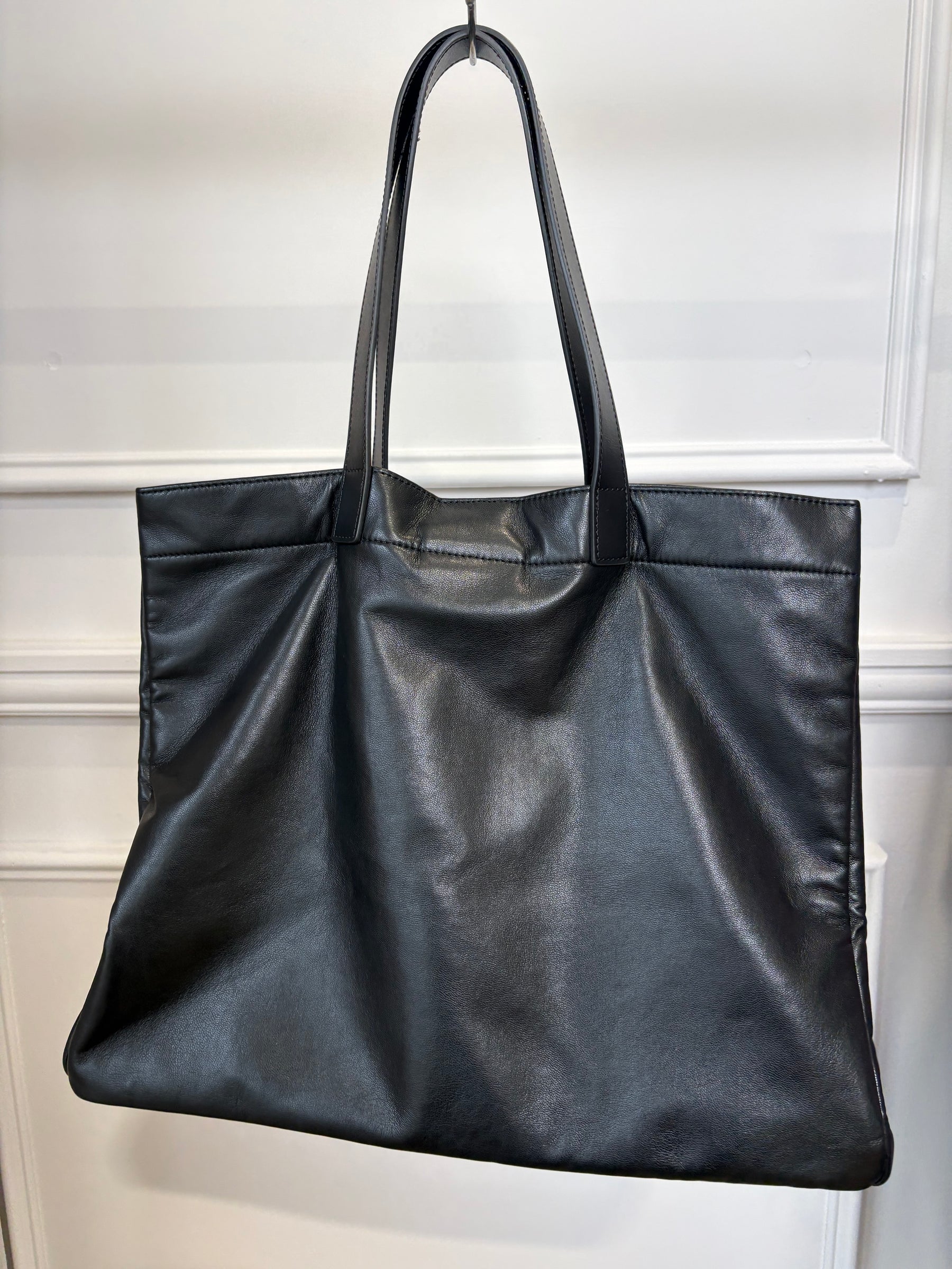 Anine Bing Black Leather Logo Tote