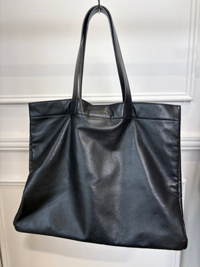 Anine Bing Black Leather Logo Tote