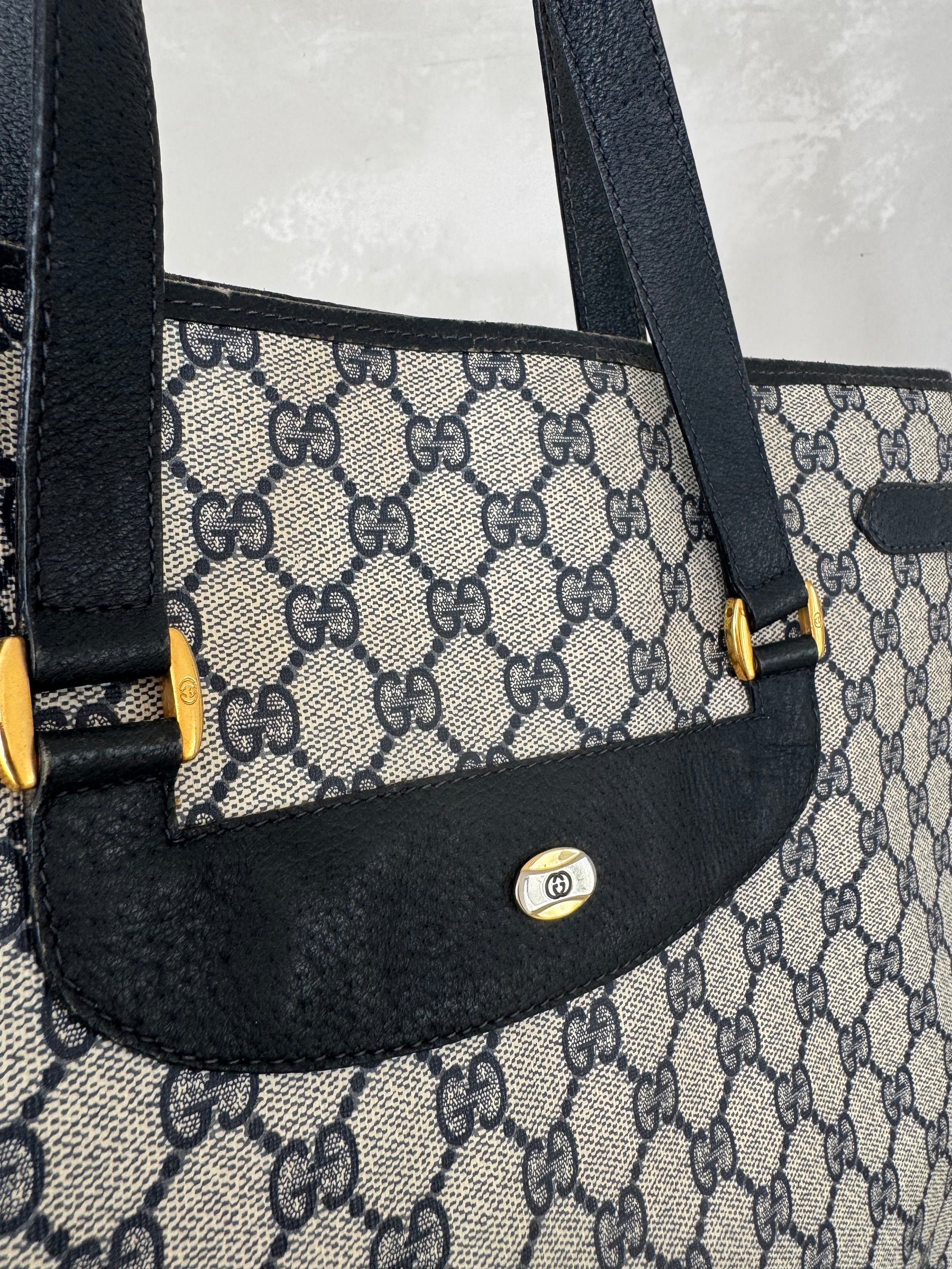 Gucci Navy Vintage Monogram Tote