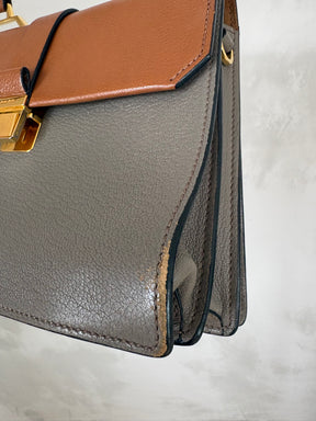 Miu Miu Madras Convertible Campartment Top Handle Bag Tan