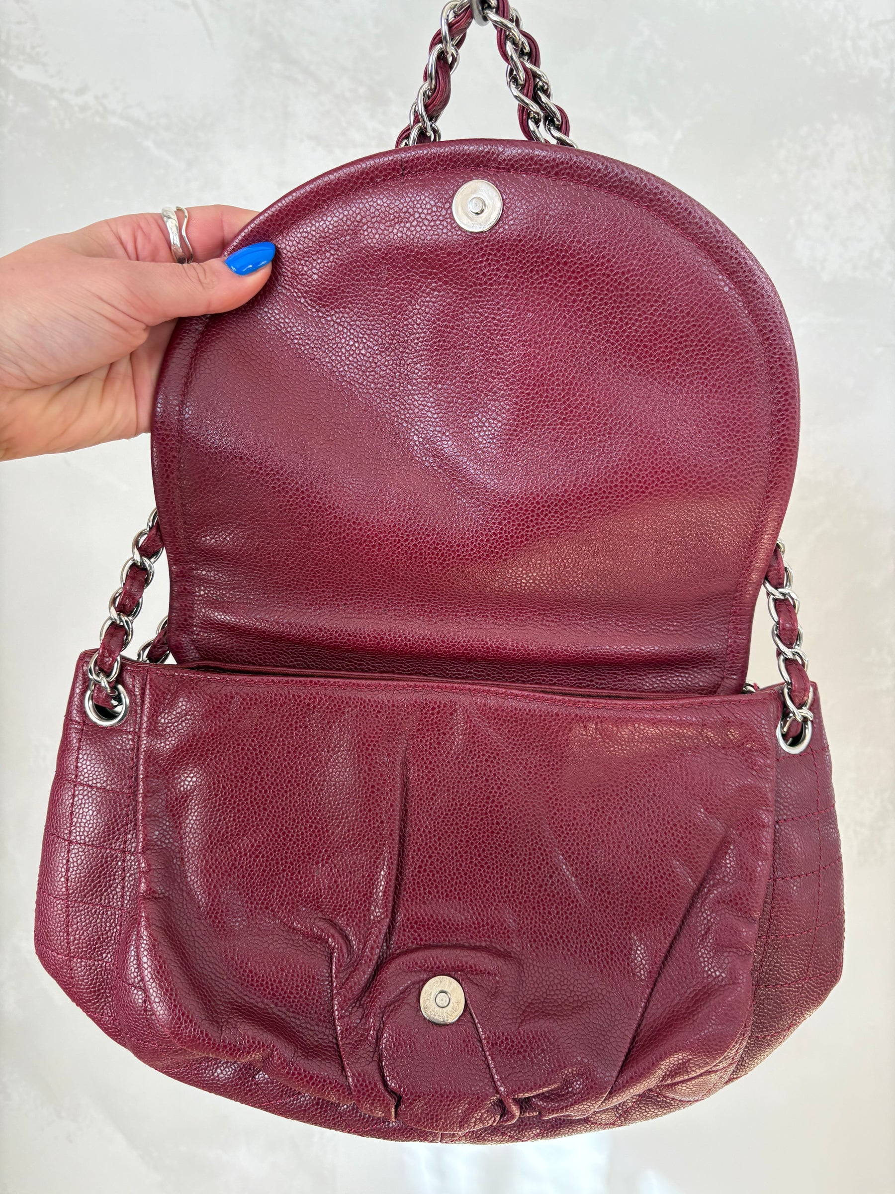 Chanel Timeless Half Moon Flap Bag Burgundy
