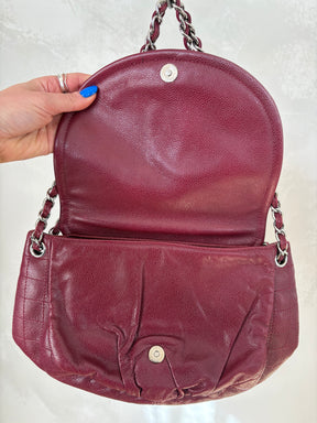 Chanel Timeless Half Moon Flap Bag Burgundy