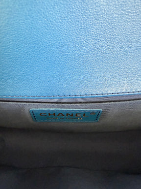 Chanel Blue Lambskin Leather Old Medium Boy Bag