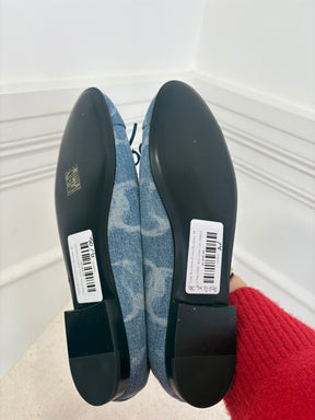 Chanel Blue Denim CC Logo Ballerinas, 39