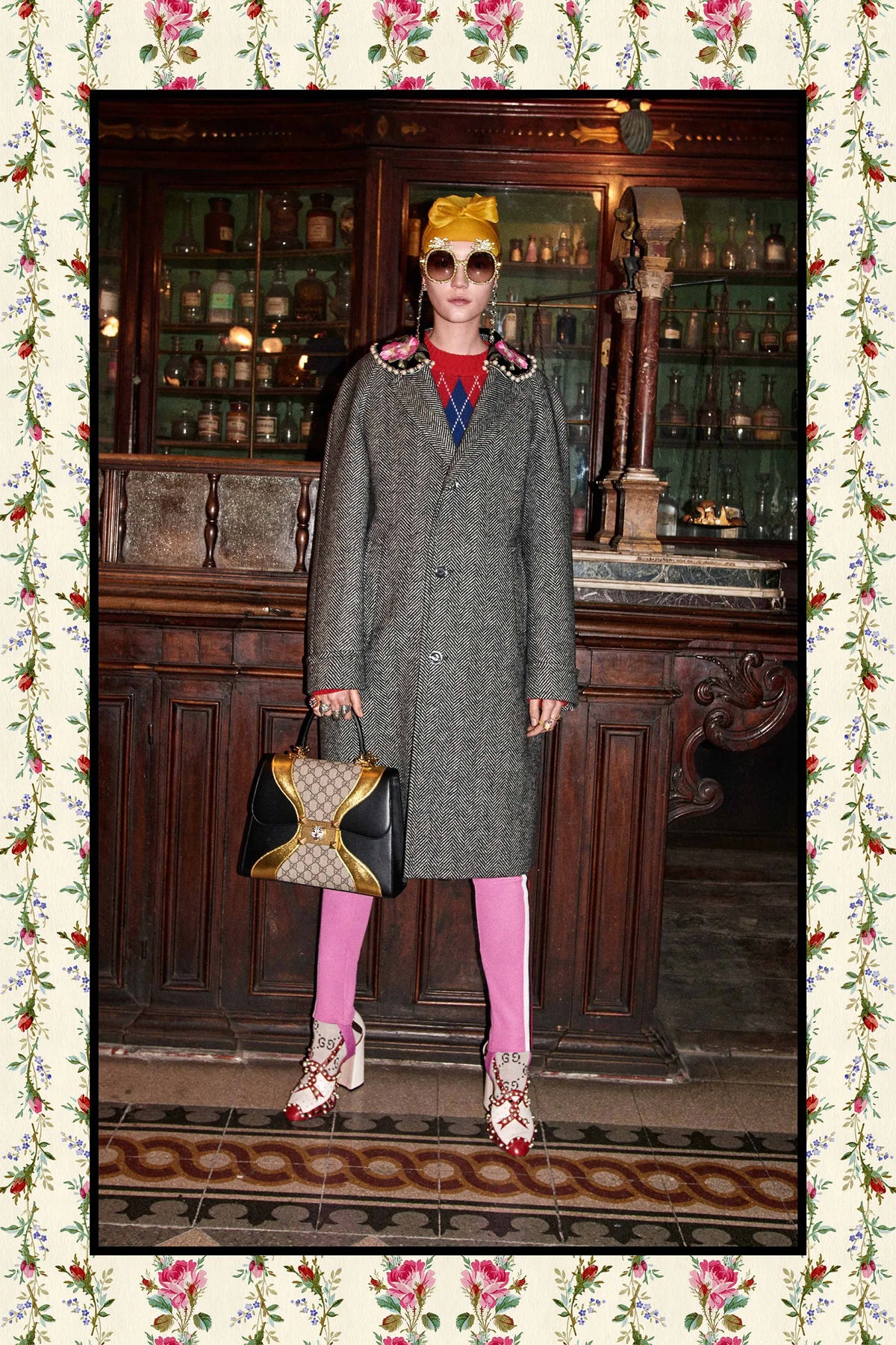 Herringbone Coat with Embroidery