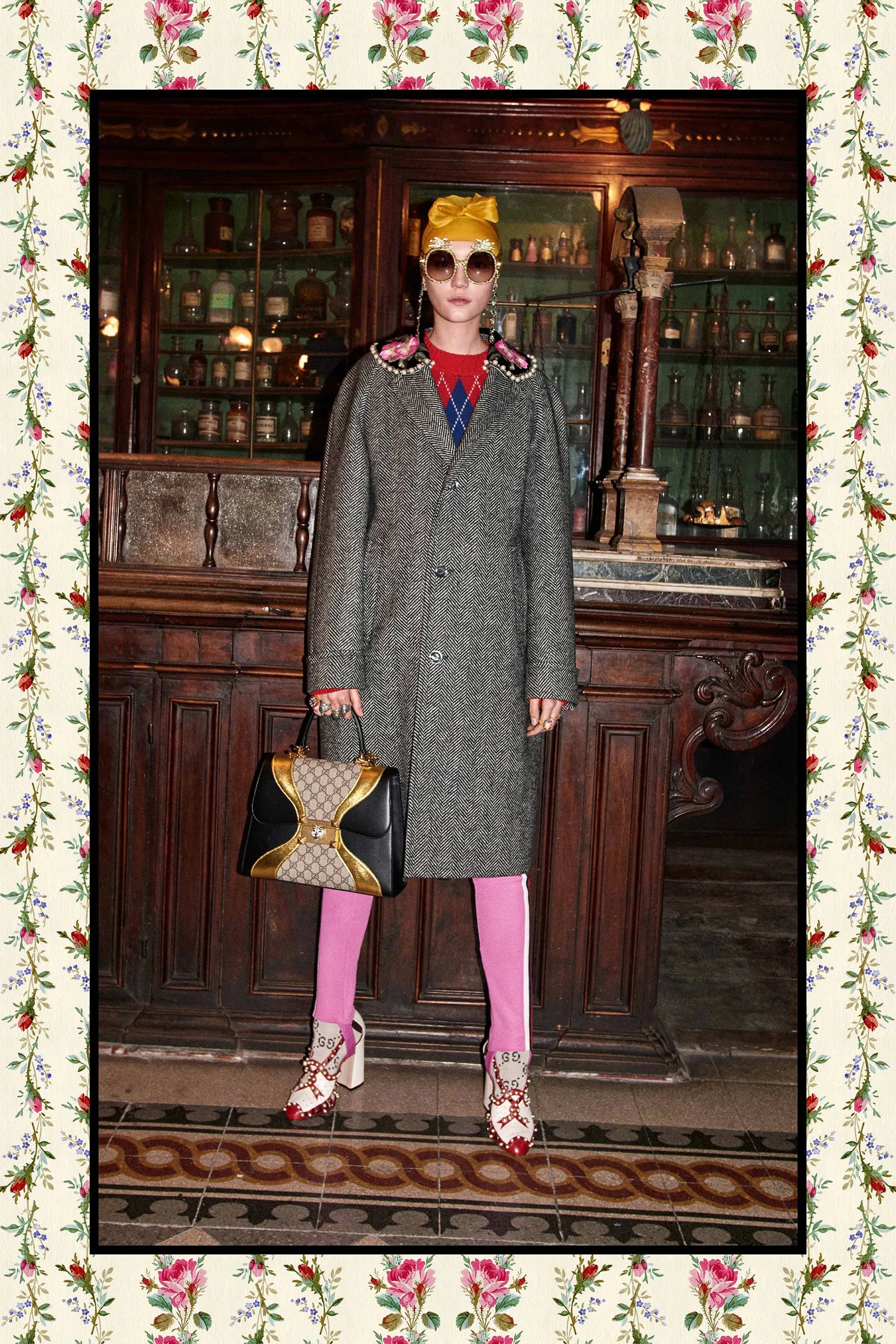Herringbone Coat with Embroidery