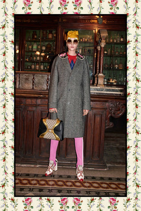Herringbone Coat with Embroidery