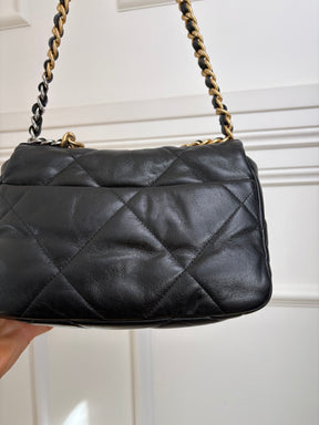 Chanel Black Leather Quilted 19 Bag