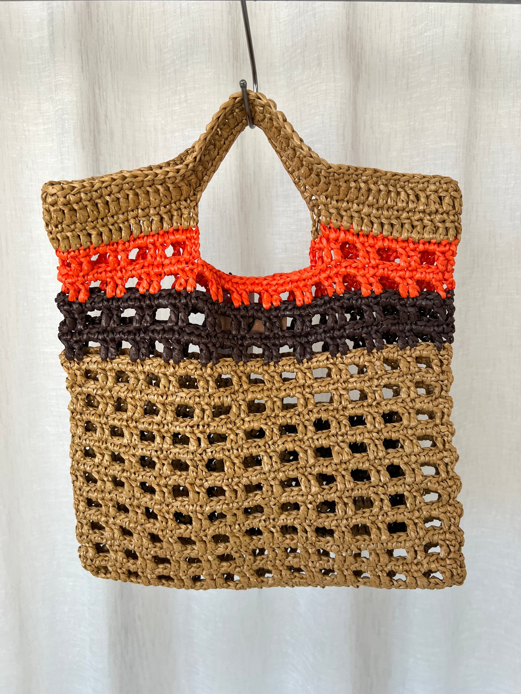 Emilio Pucci Brown and Orange Raffia Logo Tote