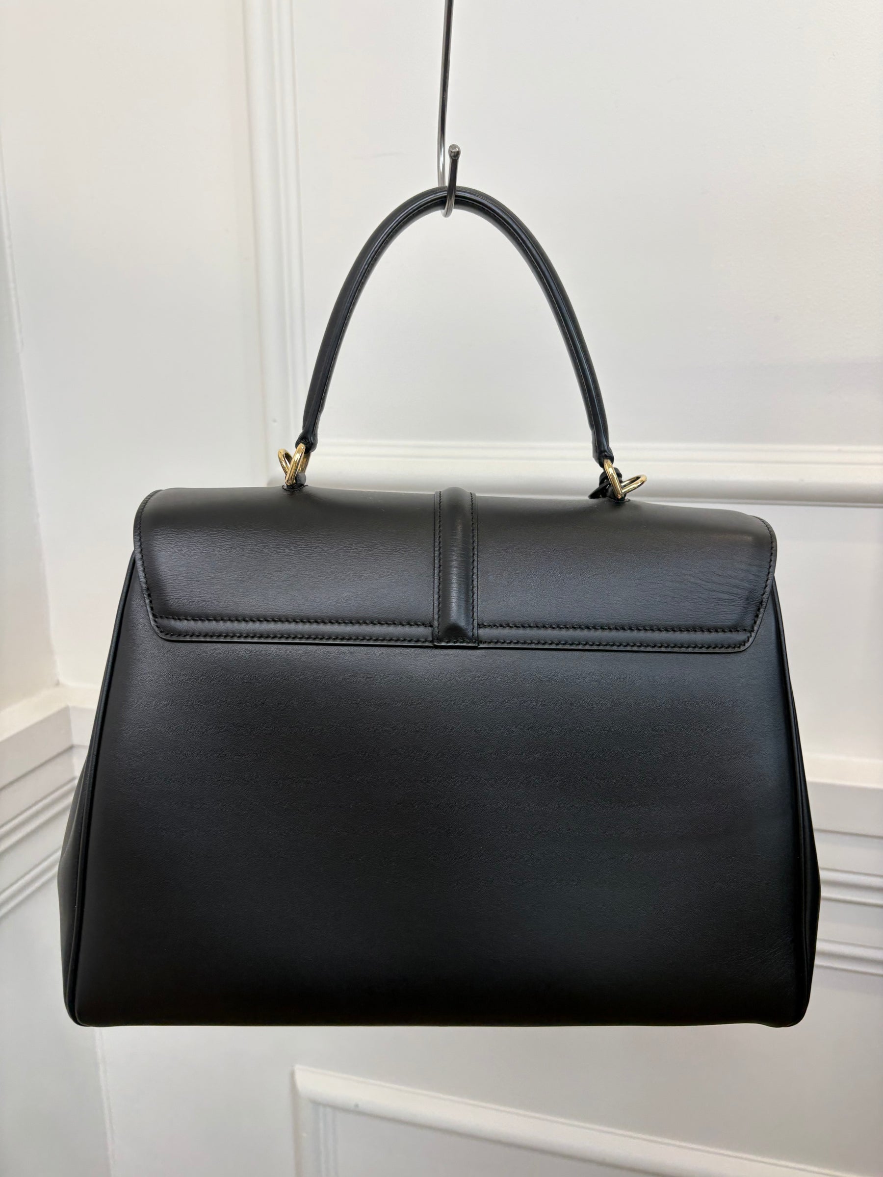 Celine Black Leather Medium Classique 16 Bag