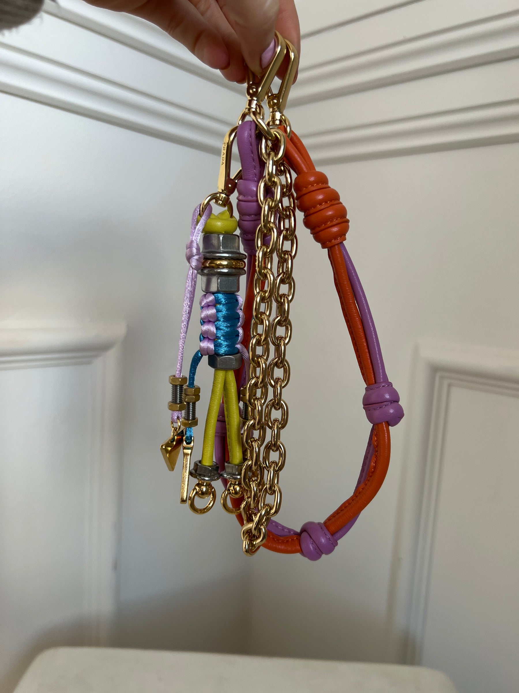 Prada Pop Strings Bag Charm Pink Yellow Orange