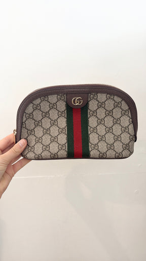 Gucci Ophidia Leather Trimmed Coated Canvas Cosmetic Case