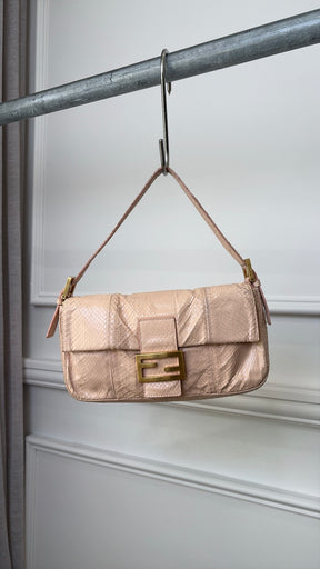 Fendi Baguette in Pale Pink Python Leather