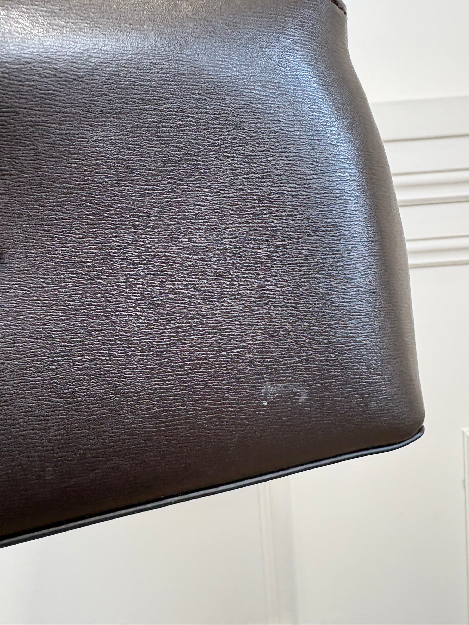 Totême Brown T-Lock Small leather clutch