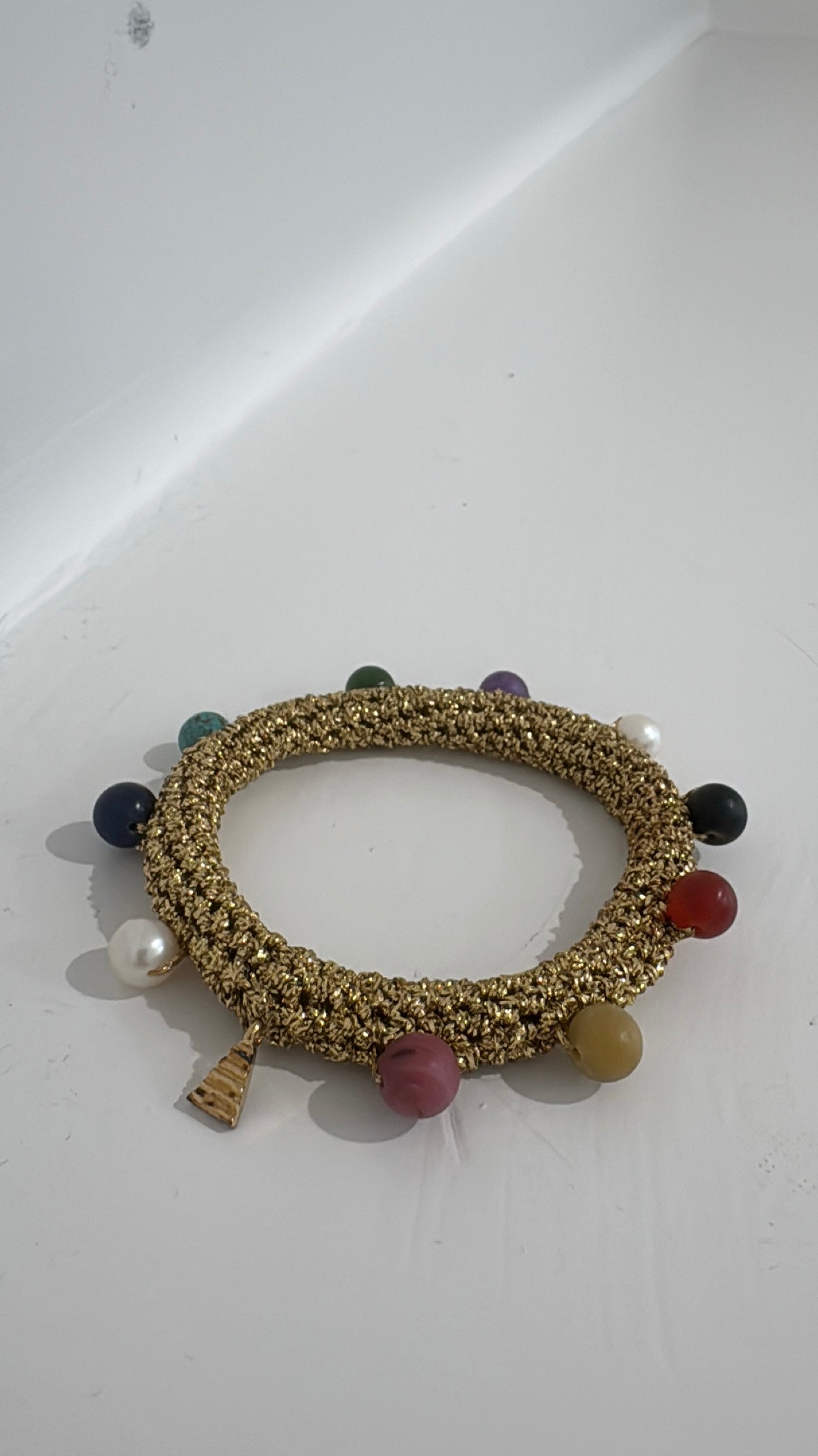 Lucy Folk Crochet Bracelet Metallic Gold Coloured Beads