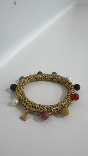 Lucy Folk Crochet Bracelet Metallic Gold Coloured Beads