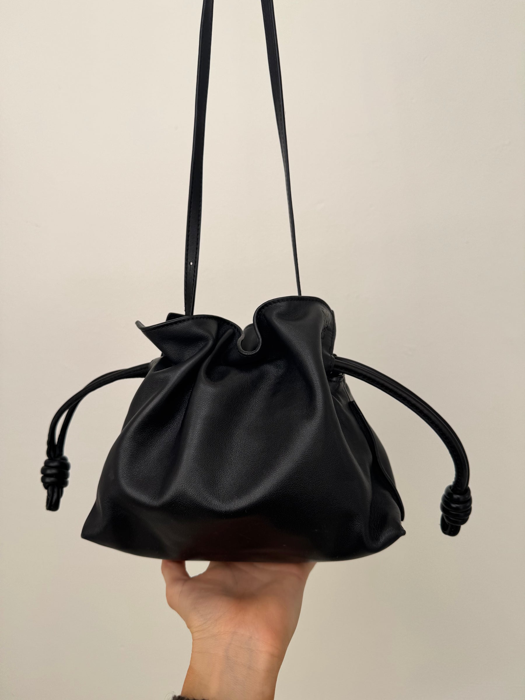 Loewe Black Leather Small Flamenco Pouch Bag
