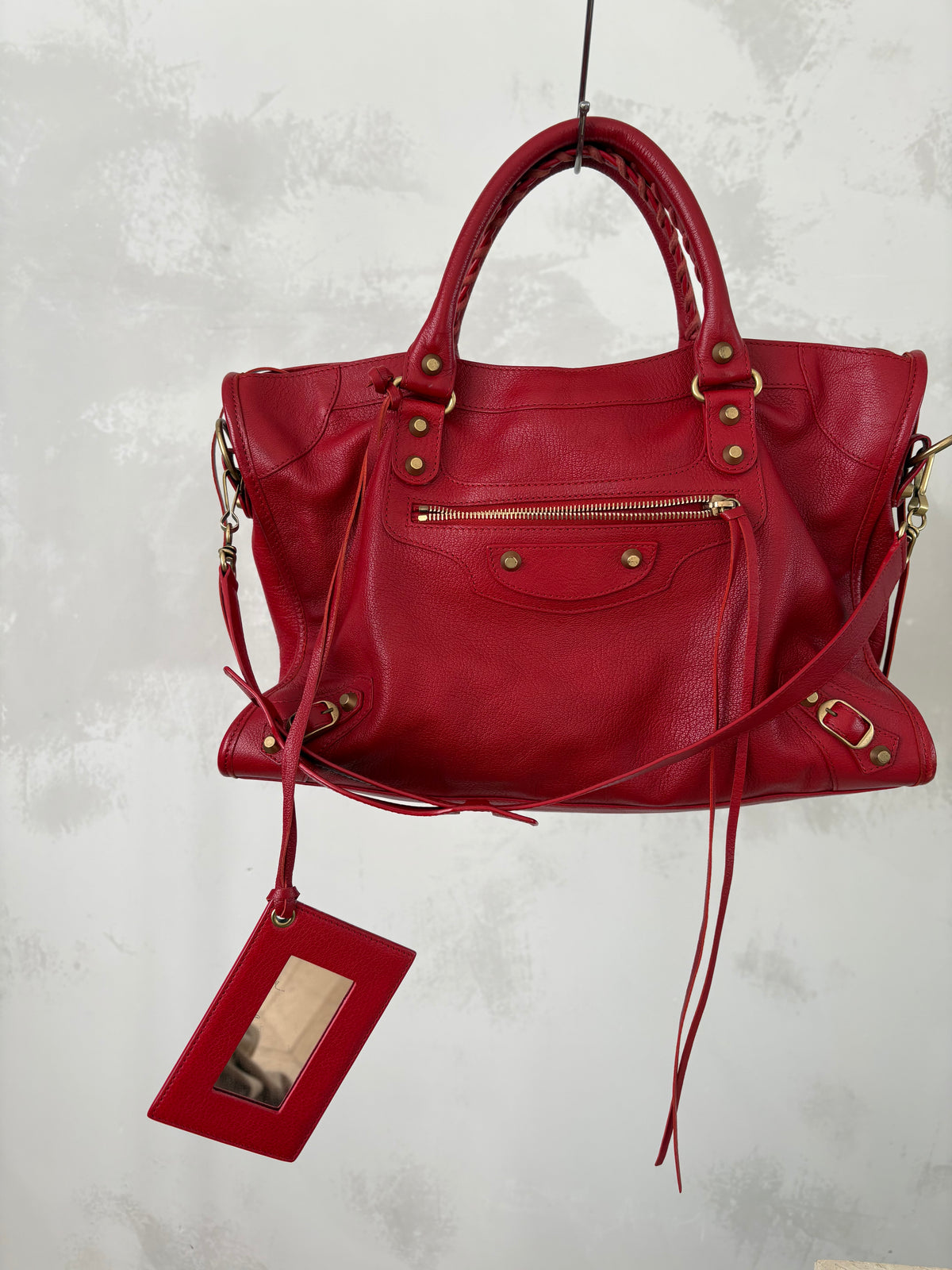 Balenciaga Red Leather City Bag