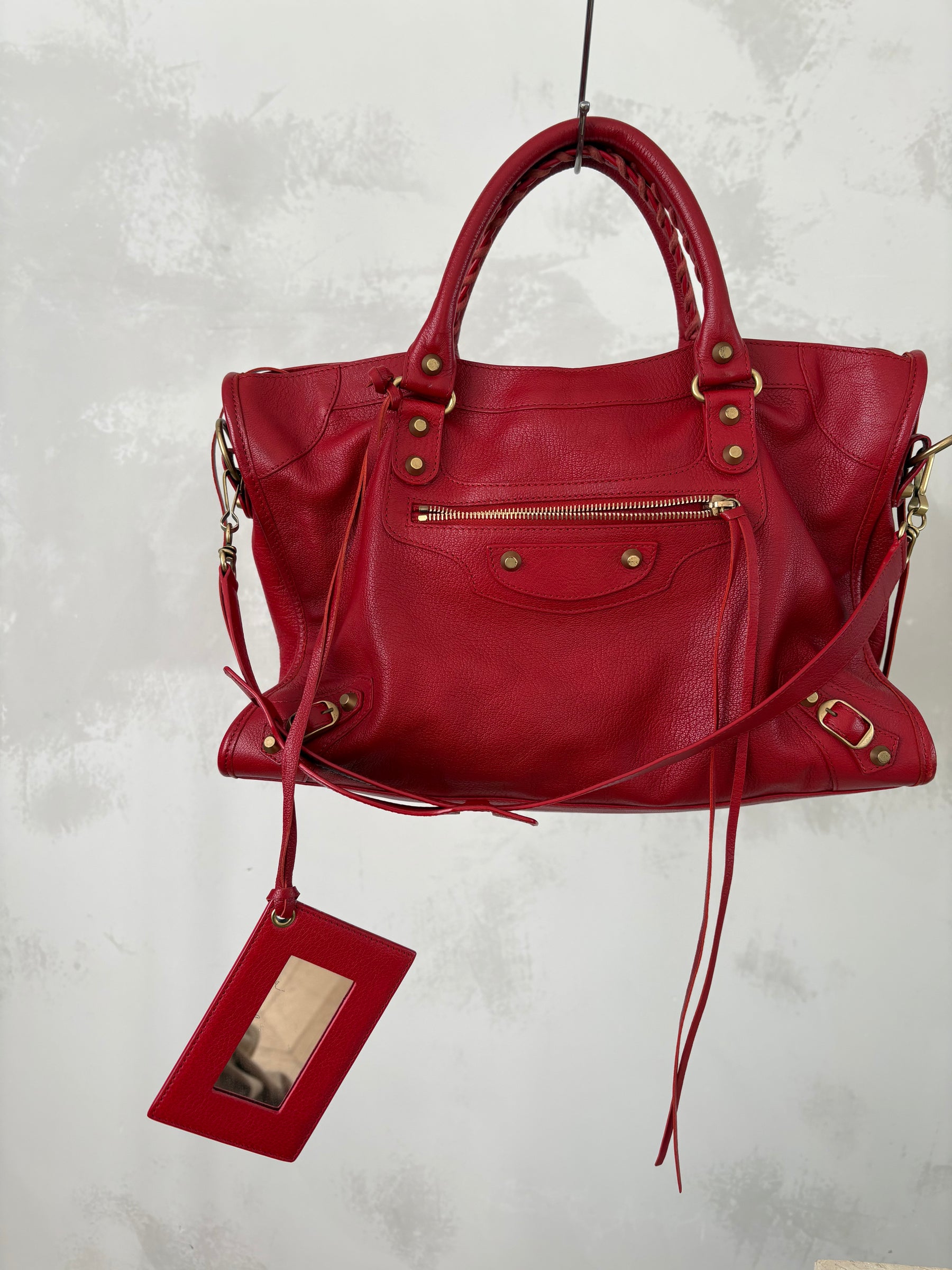Balenciaga Red Leather City Bag