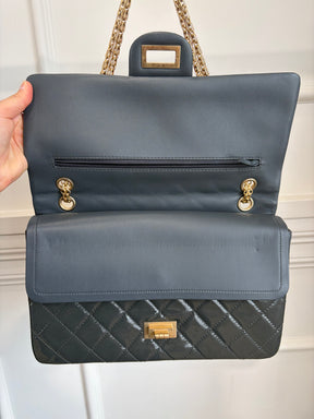 Chanel Charcoal Patent Reissue 2.55 Jumbo Flap Bag
