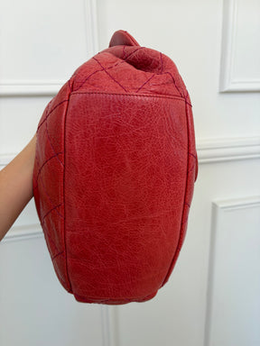 Chanel Crinkled Leather On The Road Flap Bag In Coral