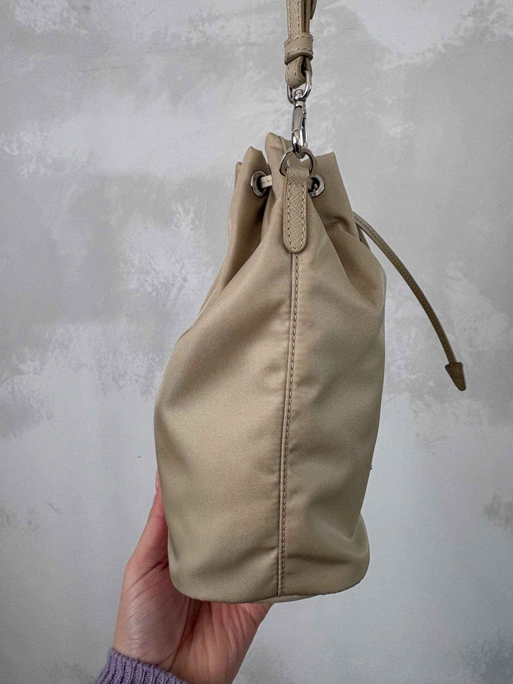 Prada Re Nylon Pouch Draw String Wristlet