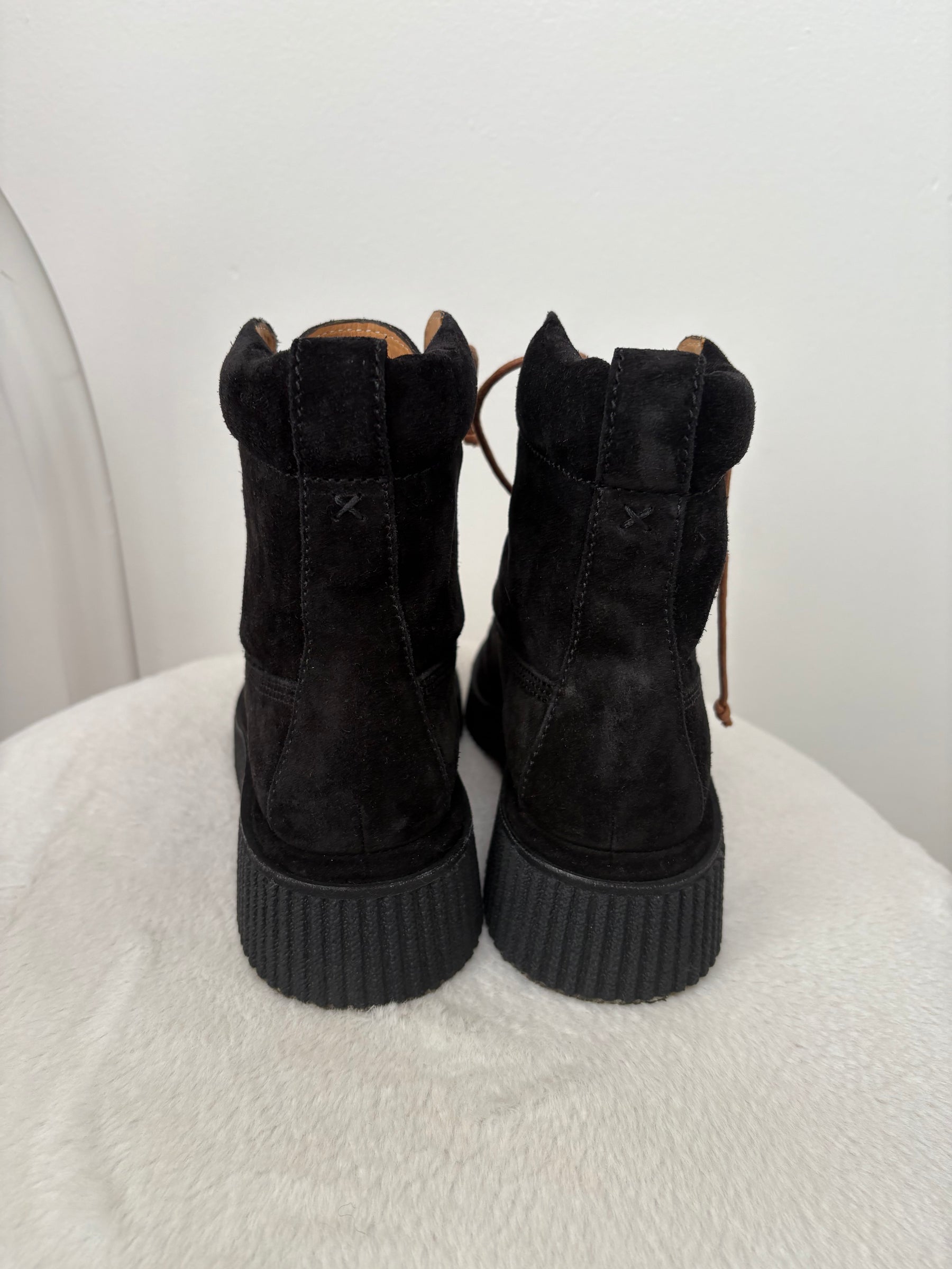 Rag & Bone Black Suede Lace Up Boots, 38