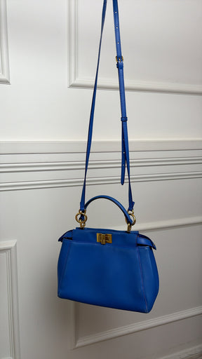 Fendi Blue Leather Mini Peekaboo