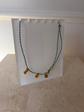 Lucy Folk Green and White Rope Charm  Ocean Familia Necklace