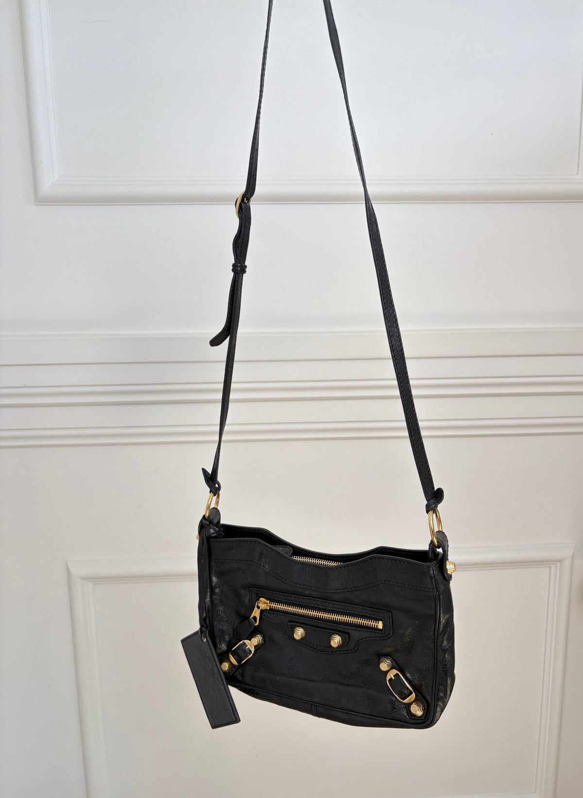 Balenciaga Black Leather City Crossbody Pouch Bag